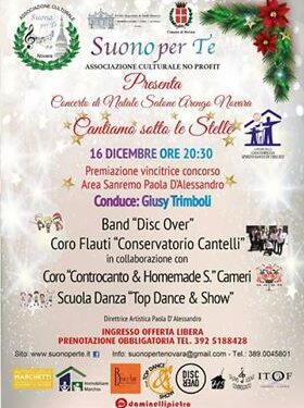 “Cantiamo sotto le stelle”,il 16 dicembre concerto di Natale a Novara