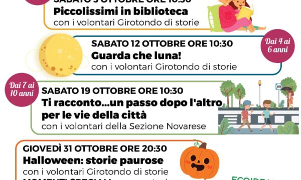 Appuntamenti di ottobre alla Biblioteca Ragazzi di Novara