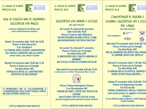 Interessanti iniziative per la settimana europea per la riduzione dei Rifiuti a Novara
